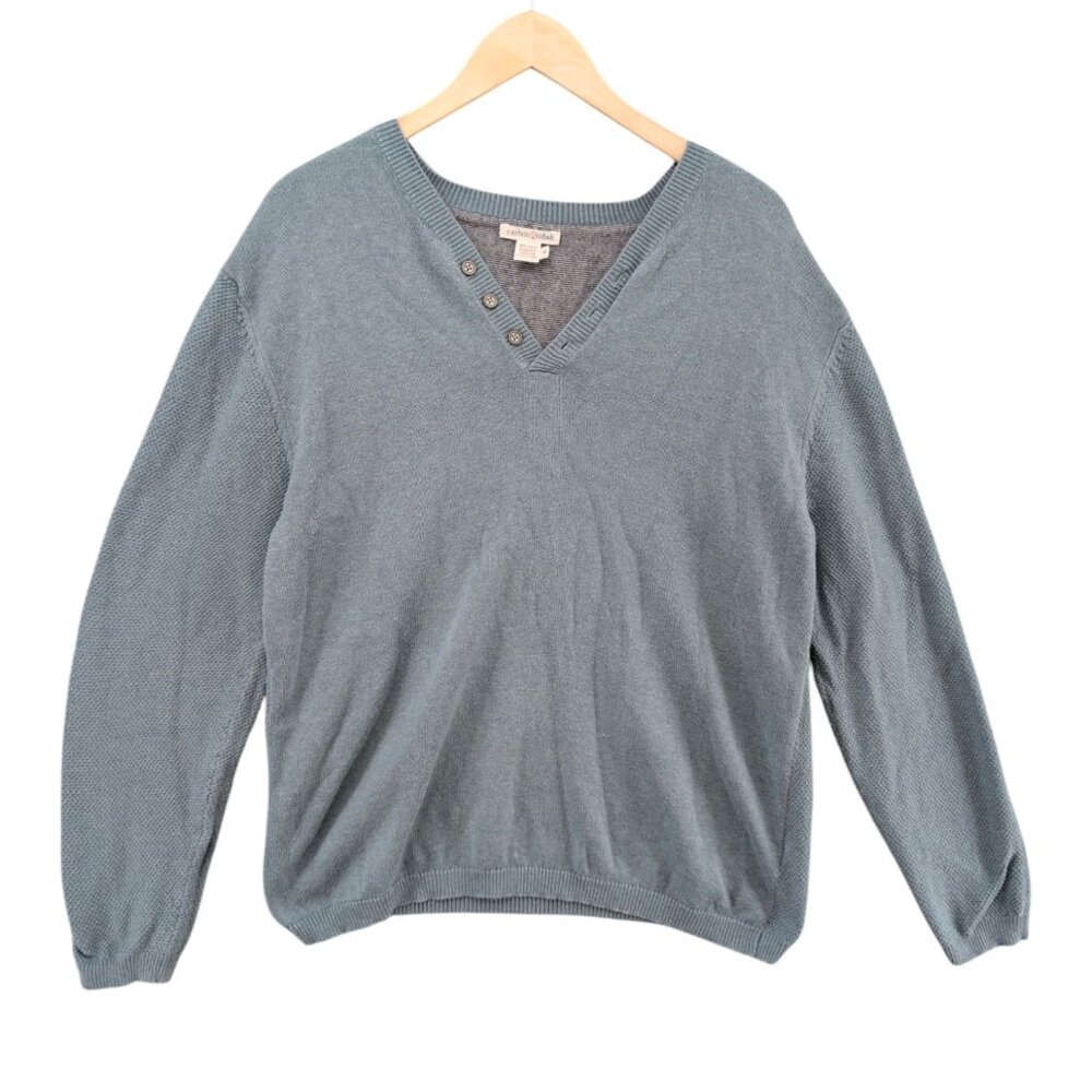 Carbon 2 Cobalt Sweater Mens Light Blue V Neck Long Sleeve Cotton Size M - Picture 1 of 8